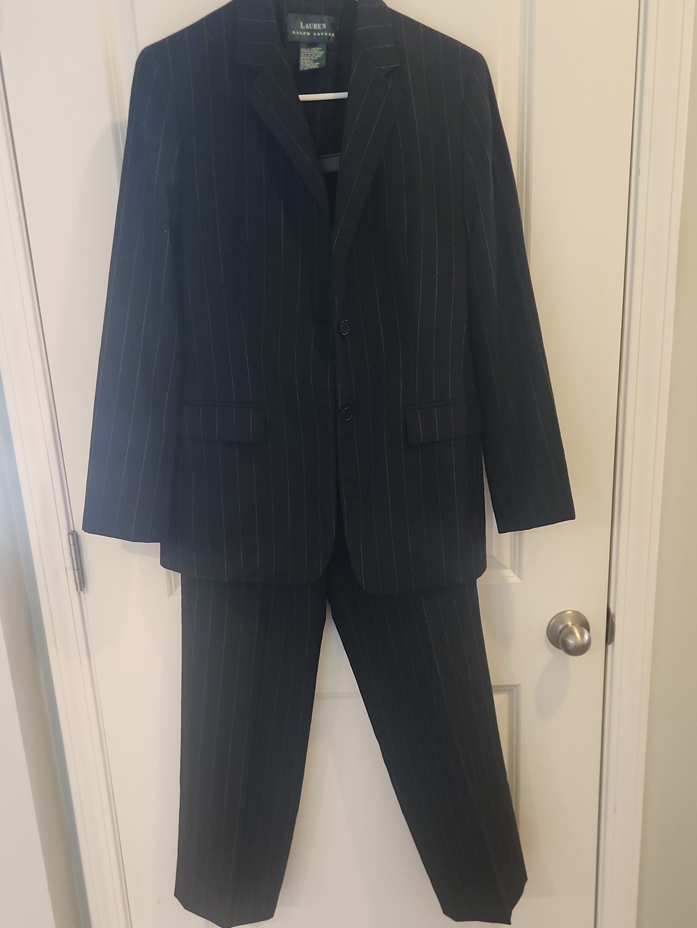 Lauren Ralph Lauren Women's Black Pinstripe Suit 100% Wool